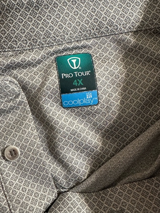 pro tour Other - Men’s Grey Patterned Button-Up Shirt - Coolplay, 4X